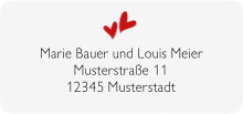 Klick: Details zu Absenderetikett Hochzeit "Twohearts" anzeigen Absenderetikett Hochzeit Twohearts 45,7 x 21,2 mm rot