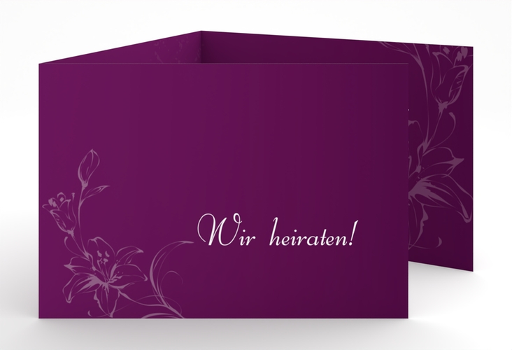 Hochzeitseinladung Lille A6 Doppel-Klappkarte pink hochglanz