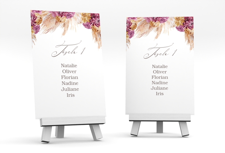 Tischaufsteller Hochzeit Pampas Tischaufsteller weiss