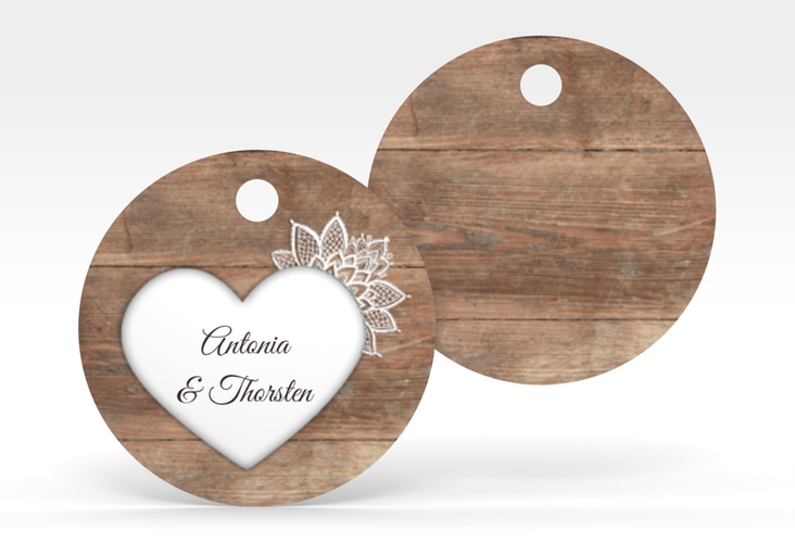 Geschenkanhänger Hochzeit Spitze Geschenkanhänger, rund hochglanz