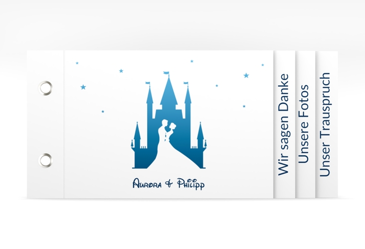 Danksagungskarte Hochzeit Castle Booklet blau hochglanz