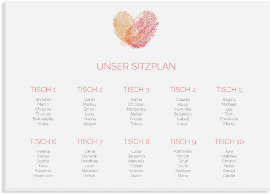 Klick: Details zu Sitzplan Leinwand Hochzeit "Fingerprint" anzeigen Sitzplan Leinwand Hochzeit "Fingerprint" 70 x 50 cm Leinwand pink