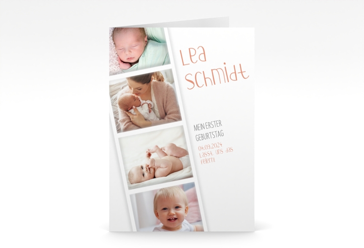 Einladungskarte Kindergeburtstag Lebensjahr A6 Klappkarte hoch apricot
