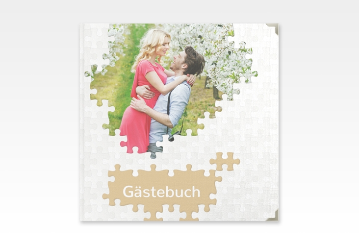 Gästebuch Selection Hochzeit Puzzle Leinen-Hardcover beige