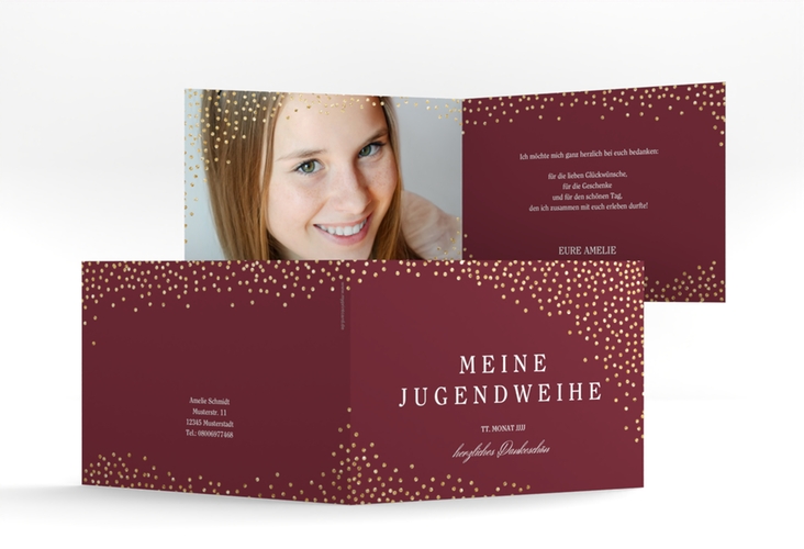 Danksagung Jugendweihe Glossa A6 Klappkarte quer rot