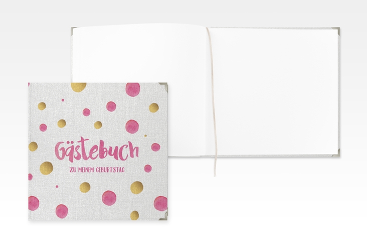 Gästebuch Selection Geburtstag Dots Leinen-Hardcover pink
