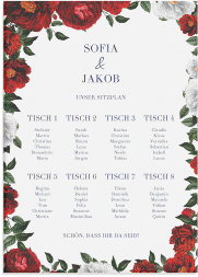 Klick: Details zu Sitzplan Leinwand Hochzeit "Florista" anzeigen Sitzplan Leinwand Hochzeit Florista 50 x 70 cm Leinwand weiss