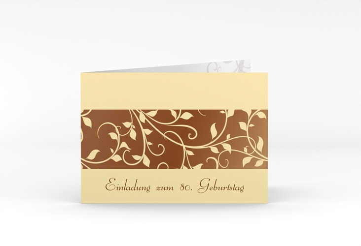 Einladung 80. Geburtstag Hermann/Hermine A6 Klappkarte quer braun