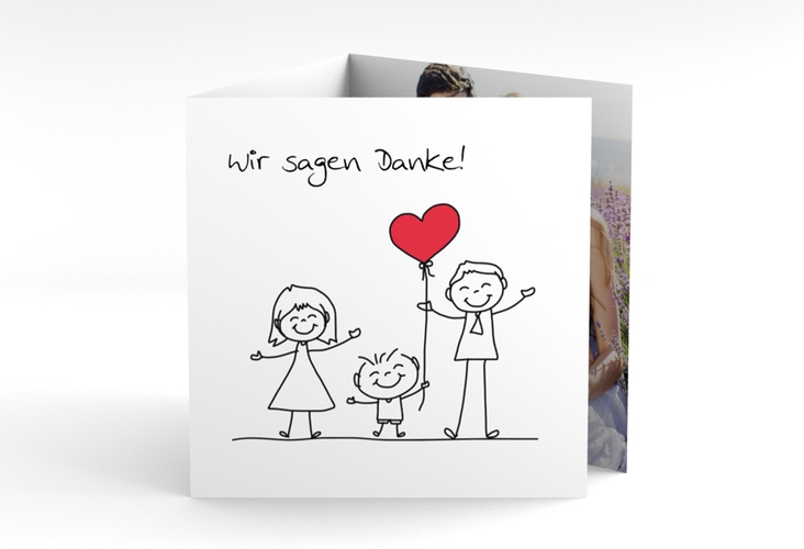 Dankeskarte Hochzeit Family quadr. Doppel-Klappkarte