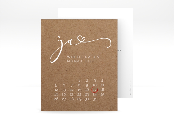 Save the Date-Kalenderblatt Jawort Kalenderblatt-Karte modern minimalistisch mit veredelter Aufschrift