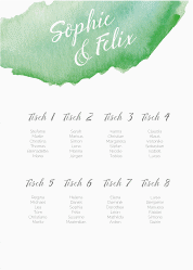 Klick: Details zu Sitzplan Poster Hochzeit "Aquarella" anzeigen Sitzplan Poster Hochzeit Aquarella 50 x 70 cm Poster gruen