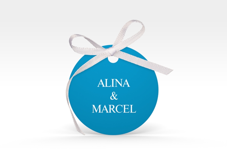 Geschenkanhänger Hochzeit Classic Geschenkanhänger, rund blau