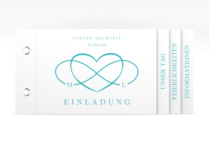 Hochzeitseinladung Infinity Booklet tuerkis