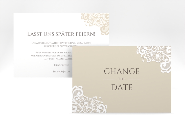 Change the Date-Karte Vintage A6 Karte quer mit floraler Spitze