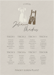 Klick: Details zu Sitzplan Poster Hochzeit "Trachtenhochzeit" anzeigen Sitzplan Poster Hochzeit Trachtenhochzeit 50 x 70 cm Poster beige mit Dirndl und Lederhose