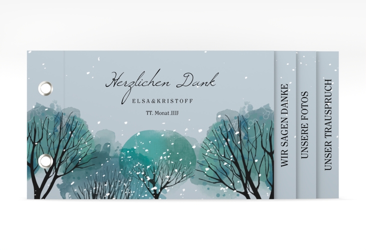 Danksagungskarte Hochzeit Winterhochzeit Booklet blau hochglanz