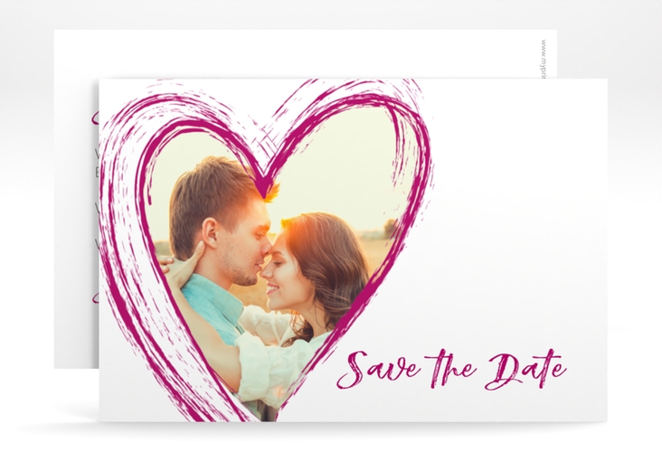 Save the Date-Karte Liebe A6 Karte quer pink hochglanz