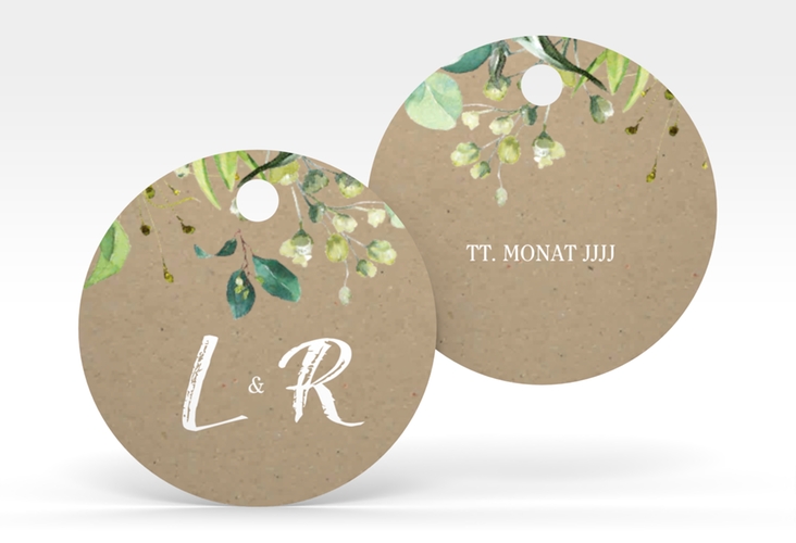 Geschenkanhänger Hochzeit Natural Geschenkanhänger, rund Kraftpapier