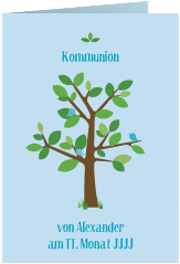 Kommunionseinladung Guard A6 Klappkarte hoch blau