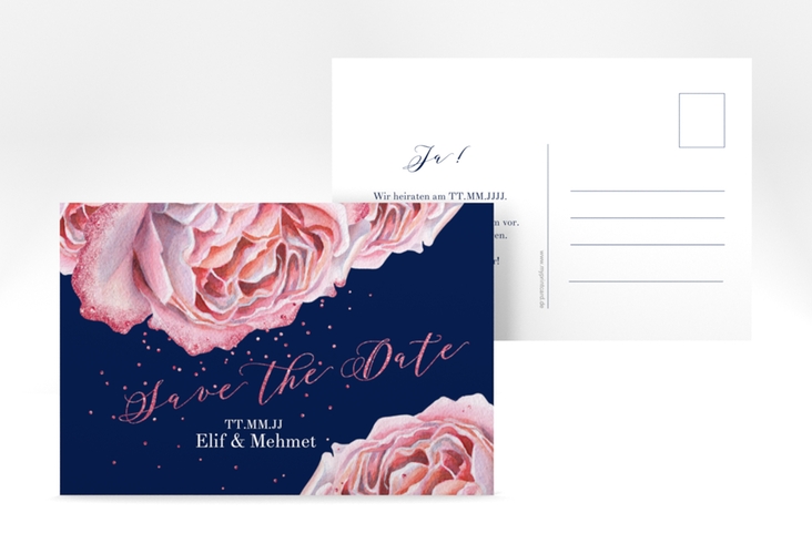 Save the Date-Postkarte Cherie A6 Postkarte rosa