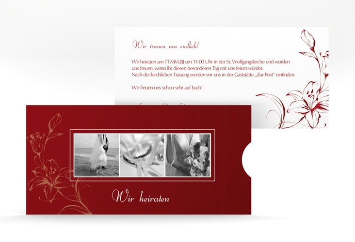 Hochzeitseinladung Lille Einsteckkarte rot hochglanz