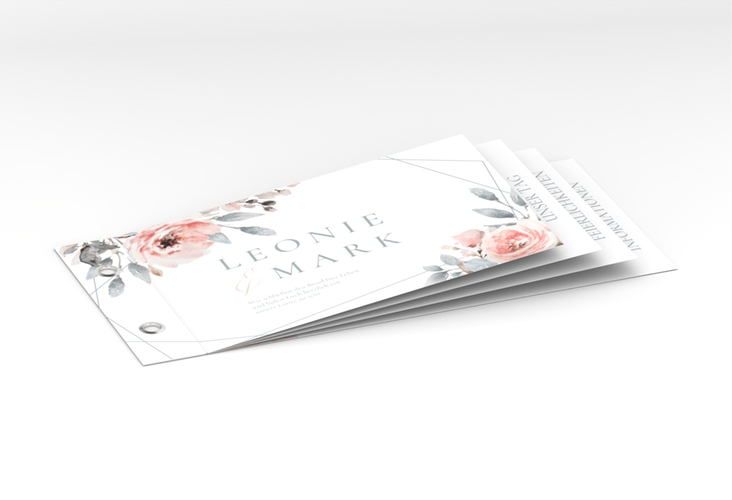Hochzeitseinladung Perfection Booklet weiss mit rosa Rosen