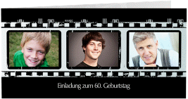 Einladung 60. Geburtstag Christian/Christine lange Klappkarte quer