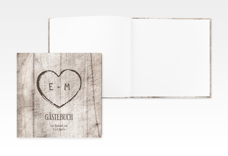 Gästebuch Creation "Wood" 20 x 20 cm, Hardcover weiss