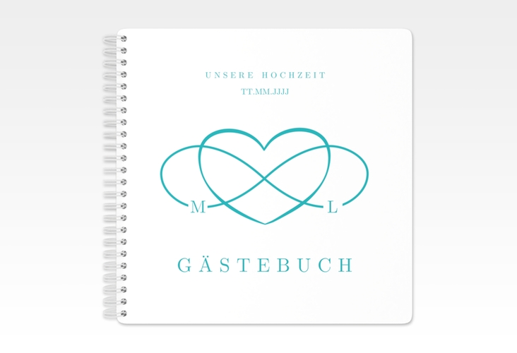 Gästebuch Hochzeit Infinity Ringbindung tuerkis