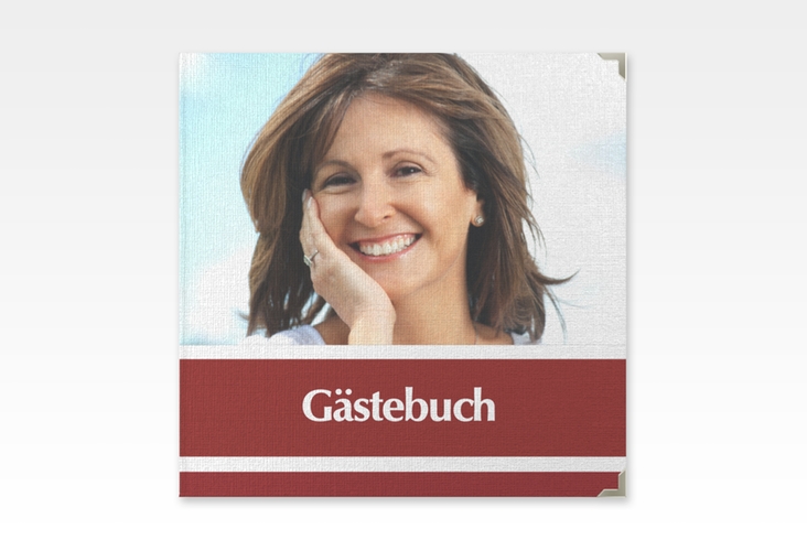 Gästebuch Selection Geburtstag Gerd/Gerda Leinen-Hardcover rot mit Foto