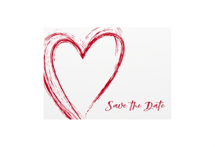 Save the Date-Visitenkarte Liebe Visitenkarte quer rot