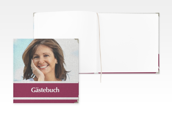 Gästebuch Selection Geburtstag Gerd/Gerda Leinen-Hardcover pink mit Foto
