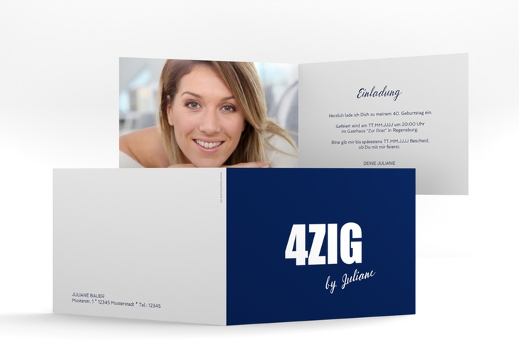 Einladung 40. Geburtstag Zig A6 Klappkarte quer