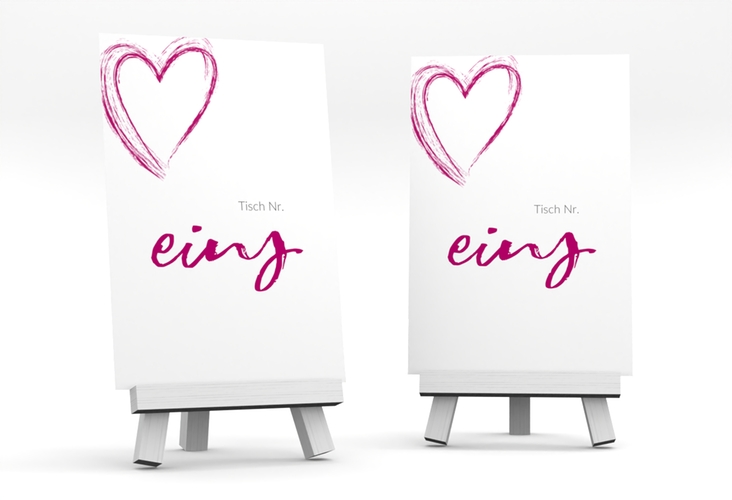 Tischnummer Hochzeit Liebe Tischaufsteller pink