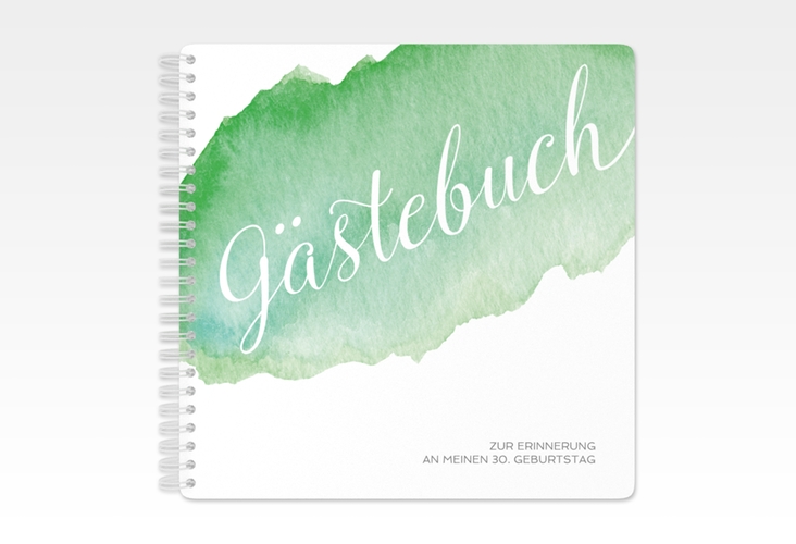 Gästebuch Geburtstag Aquarell Ringbindung gruen