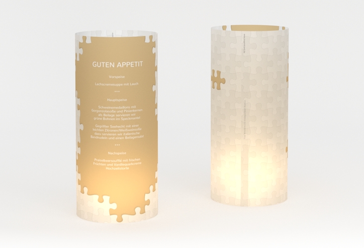 Windlicht Menü Hochzeit Puzzle Windlicht beige