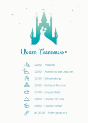 Klick: Details zu Tagesablauf Poster Hochzeit "Castle" anzeigen Tagesablauf Poster Hochzeit Castle 50 x 70 cm Poster tuerkis