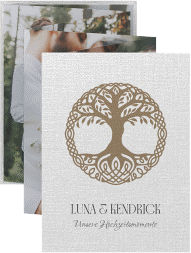 Klick: Details zu Foto-Leporello Hochzeit "Lebensbaum" anzeigen Foto-Leporello Hochzeit Lebensbaum Leporello weiss im Stil der Kelten und Wikinger