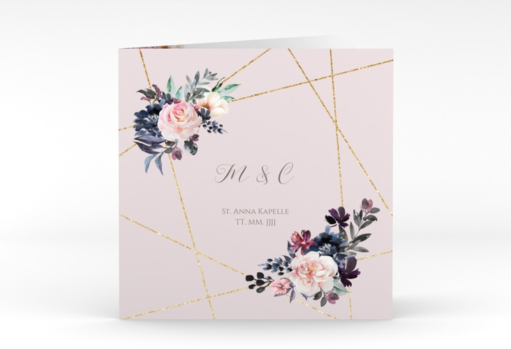 Hochzeitseinladung Azalie quadr. Klappkarte rosa