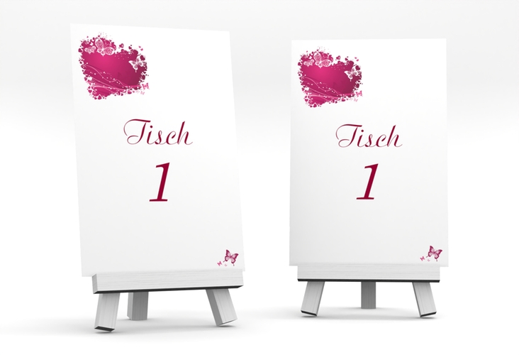 Tischnummer Hochzeit Mailand Tischaufsteller pink