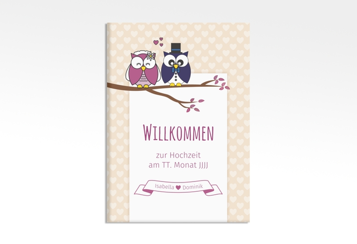 Willkommensschild Hochzeit Eulenliebe 50 x 70 cm Leinwand