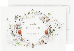 Osterkarte Osterkranz A6 Postkarte weiss