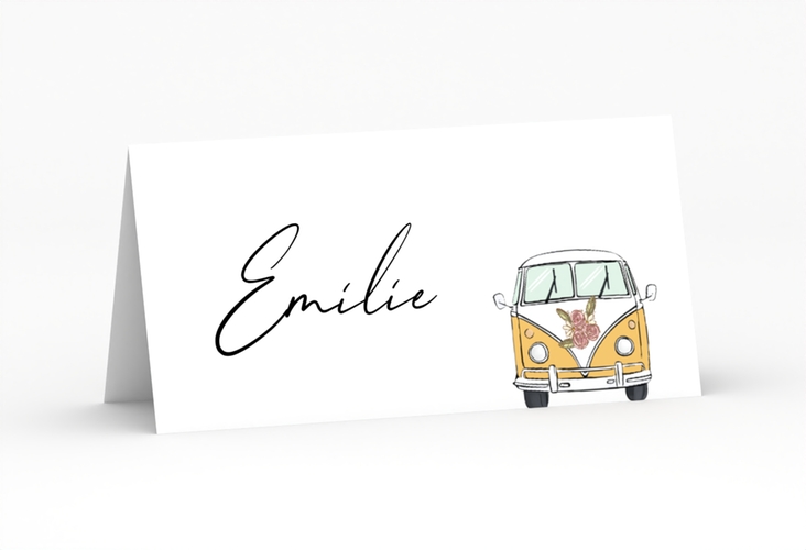 Tischkarte Hochzeit Hochzeitsbulli Tischkarten gelb