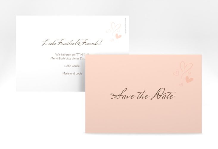 Save the Date-Karte Purity A6 Karte quer apricot hochglanz