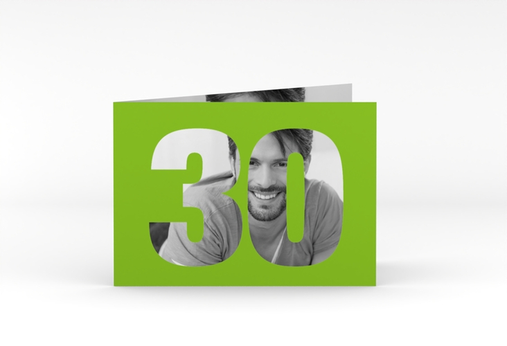 Einladung 30. Geburtstag Numbers A6 Klappkarte quer gruen