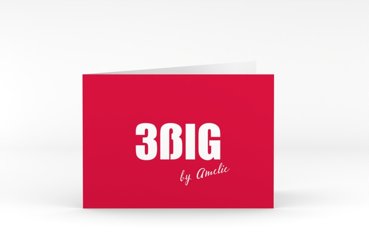 Einladung 30. Geburtstag Zig A6 Klappkarte quer rot
