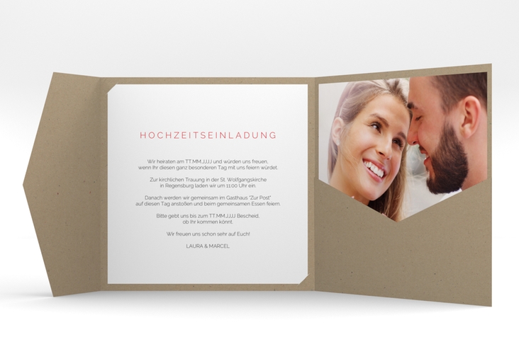 Hochzeitseinladung Fingerprint Pocketfold rot hochglanz schlicht mit Fingerabdruck-Motiv