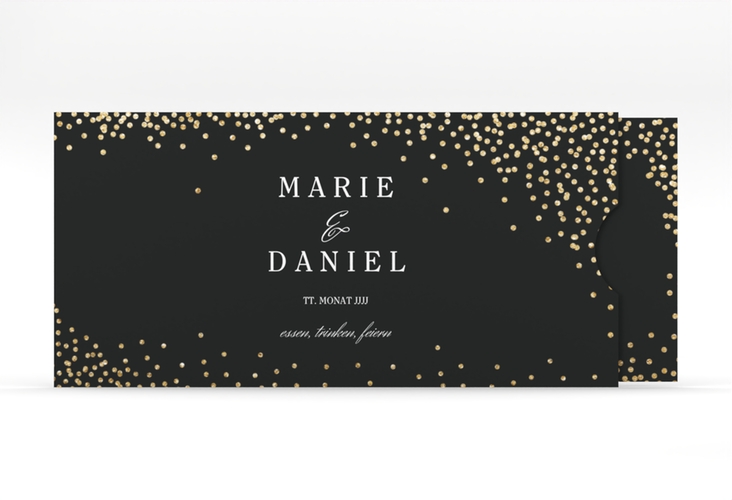 Hochzeitseinladung Glitter Einsteckkarte schwarz hochglanz