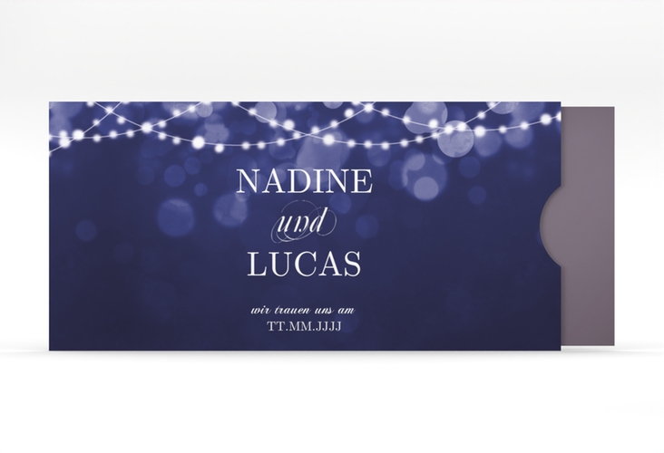 Hochzeitseinladung Lichtspiel Einsteckkarte blau