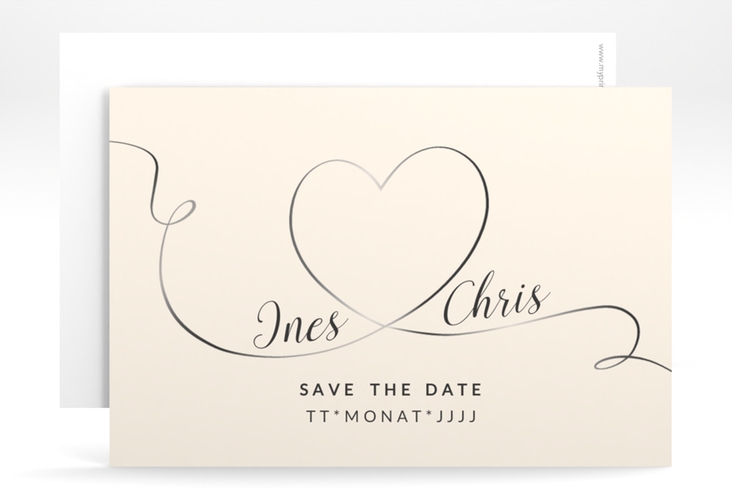 Save the Date-Karte Hochzeit Dolce A6 Karte quer beige hochglanz